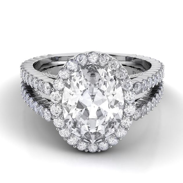 Danhov Carezza Oval Cut Engagement Ring in 14k White Gold