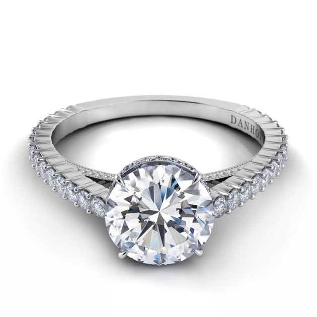 Danhov Carezza Handcrafted Engagement Ring in 14k White Gold