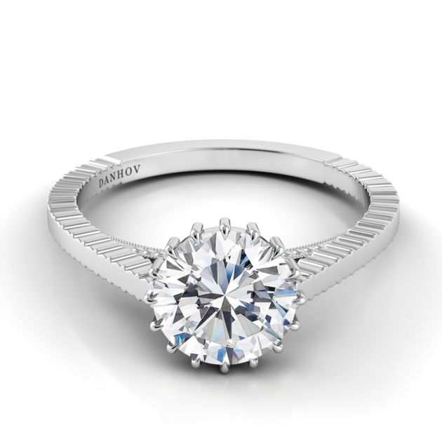 Danhov Carezza Handmade Engagement Ring in 14k White Gold