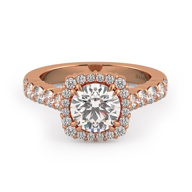 Danhov Carezza Unique Halo Engagement Ring in 14k Rose Gold