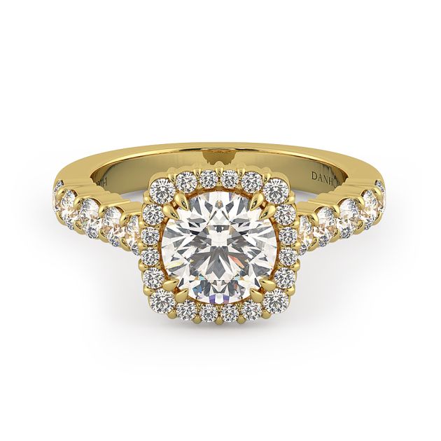 Danhov Carezza Unique Halo Engagement Ring in 14k Yellow Gold
