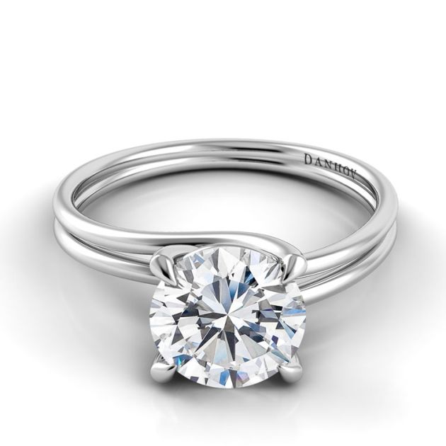 Danhov Eleganza Double Shank Engagement Ring in 14k White Gold