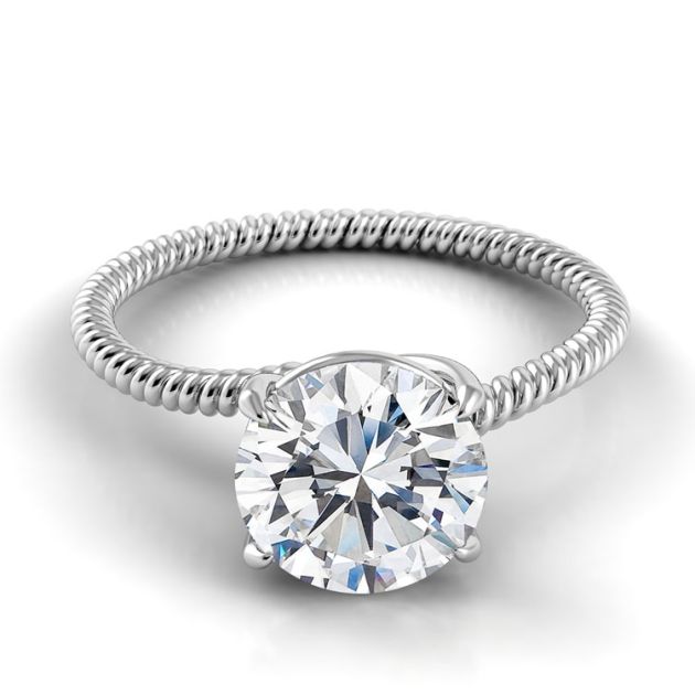 Danhov Eleganza  Braided  Designer Engagement Ring in 14k White Gold