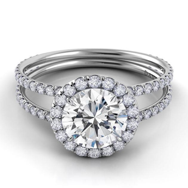 Danhov Solo Filo Halo Engagement Ring in 14k White Gold