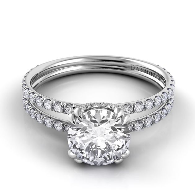 Danhov Solo Filo Double Shank Engagement Ring in 14k White Gold