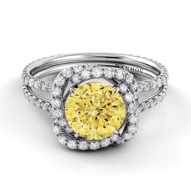 Danhov Solo Filo Yellow Diamond Engagement Ring in 14k White Gold