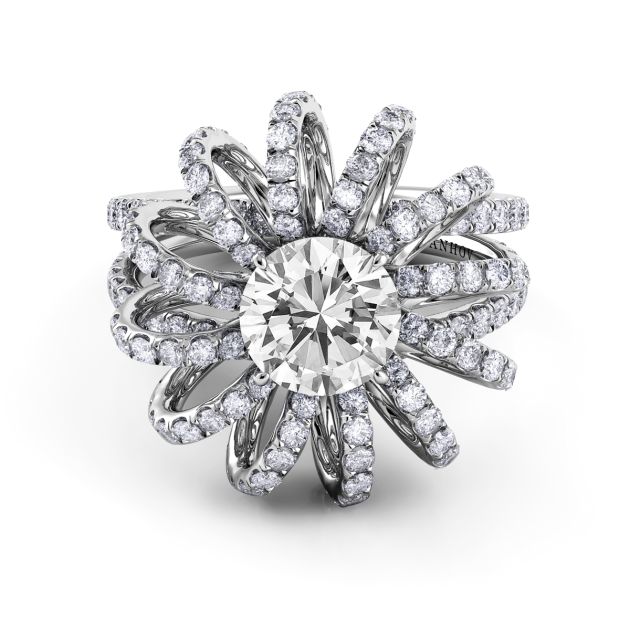 Danhov Couture Platinum Vintage Inspired Engagement Ring in 14k White Gold