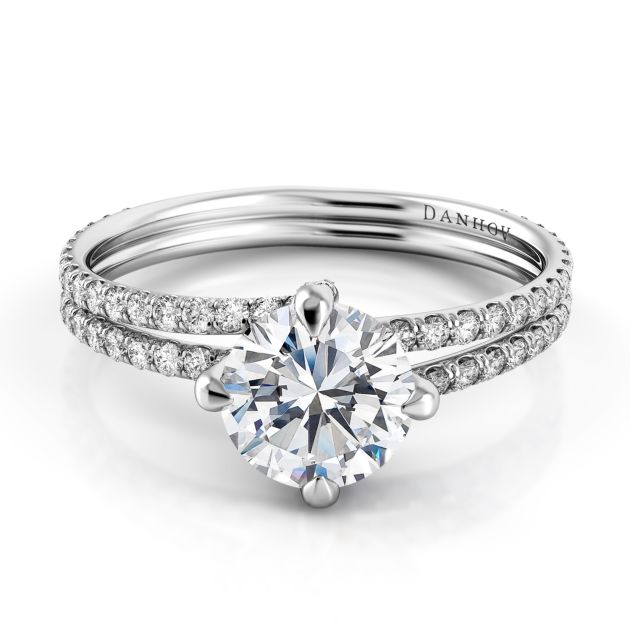 Danhov Eleganza Unique Handmade Engagement Ring  in 14k White Gold