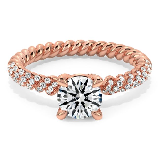 Danhov Eleganza Braided Diamond Engagement Ring in 18k Rose Gold