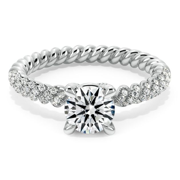 Danhov Eleganza Braided Diamond Engagement Ring in 14k White Gold