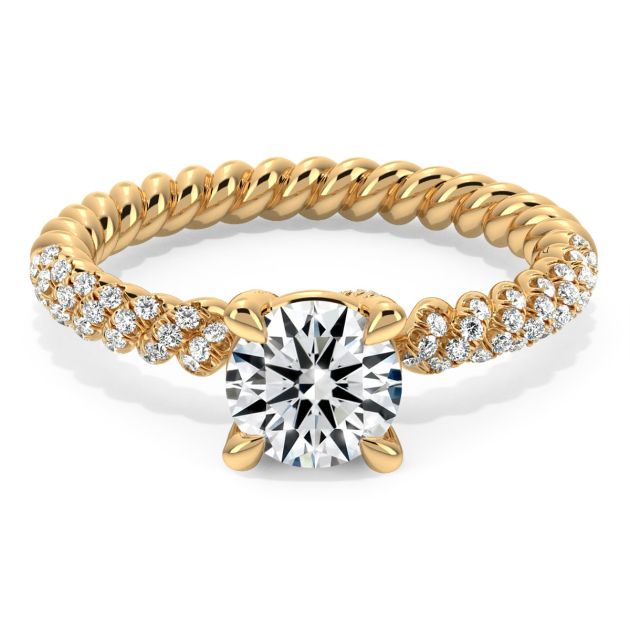 Danhov Eleganza Braided Diamond Engagement Ring in 18k Yellow Gold
