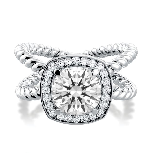 Danhov Eleganza Unique Design Engagement Ring with Halo in 14k White Gold