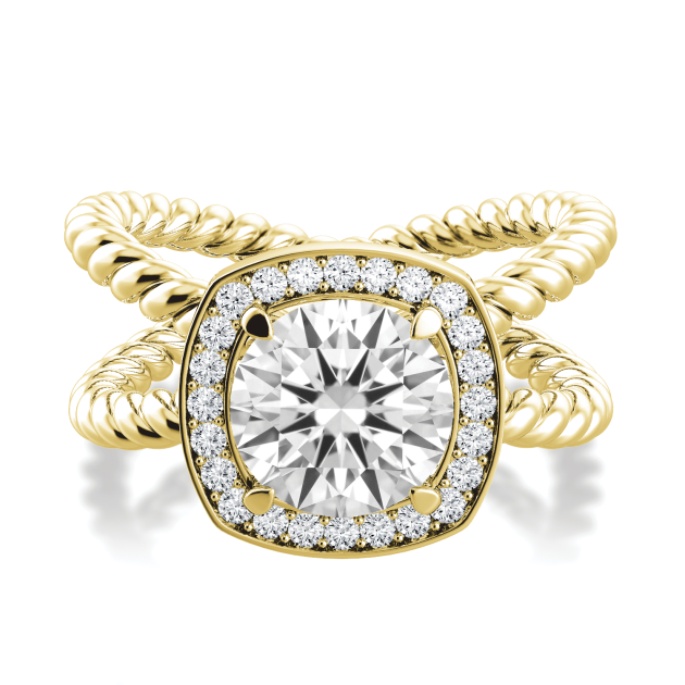Danhov Eleganza Unique Design Engagement Ring with Halo in 18k Yellow Gold