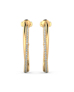 Norme de Danhov CrossOver Medium Hoop Diamond Earrings in 14k Yellow Gold