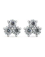 Norme de Danhov Three Stone Diamond Earrings in 14k White Gold