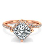 Danhov Abbraccio Swirl Princess Diamond Engagement Ring in 14k Rose Gold
