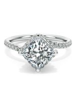 Danhov Abbraccio Swirl Princess Diamond Engagement Ring in Platinum