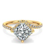 Danhov Abbraccio Swirl Princess Diamond Engagement Ring in 14k Yellow Gold