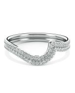 Danhov Abbraccio Double Quarter Moon Curved Diamond Wedding Band in 18k White Gold