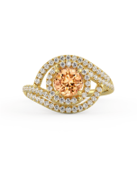 Danhov Abbraccio Double Swirl Brown Pink Diamond Engagement Ring in 18k Yellow Gold