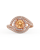 Danhov Abbraccio Double Swirl Brown Pink Diamond Engagement Ring in 14k Rose Gold