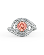 Danhov Abbraccio Double Swirl Peachy Pink Diamond Engagement Ring in Platinum