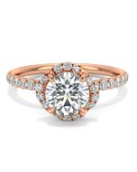 Norme De Danhov Halo Ladies Engagement Ring in 14k Rose  Gold