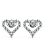 Norme de Danhov Heart Shape Diamond Earrings in 14k White Gold