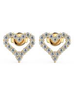 Norme de Danhov Heart Shape Diamond Earrings in 14k Yellow Gold