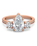 Danhov Classico Three Diamond Pear Cut Engagement Ring in 18k Rose Gold