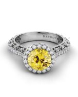Danhov Petalo Yellow Tourmaline Diamond Engagement Ring in 14k White Gold