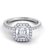 Danhov Per Lei Asscher Engagement Ring in 14k White Gold