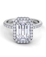 Danhov Per Lei Emerald Cut Engagement Ring in 14k White Gold
