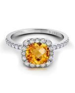Danhov Per Lei Citrine Diamond Ring in 14k White Gold