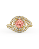 Danhov Abbraccio Double Swirl Peachy Pink Diamond Engagement Ring in 18k Yellow Gold