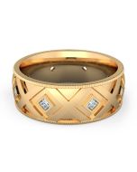 Danhov Classico Flat Diamond Wedding Band for Men in 14k Yellow Gold