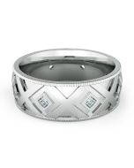 Danhov Classico Flat Diamond Wedding Band for Men in 18k White Gold