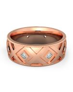 Danhov Classico Flat Diamond Wedding Band for Men in 18k Rose Gold