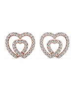 Norme de Danhov Double Heart Diamond Earrings in 18k Rose Gold