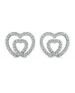 Norme de Danhov Double Heart Diamond Earrings in Platinum