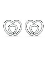 Norme de Danhov Double Heart Earrings in 18k White Gold