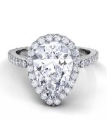 Danhov Carezza Single Shank Pear Shaped Cut Engagement Ring in 14k White Gold