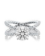 Danhov Eleganza One of a Kind Diamond Engagement Ring in 14k White Gold