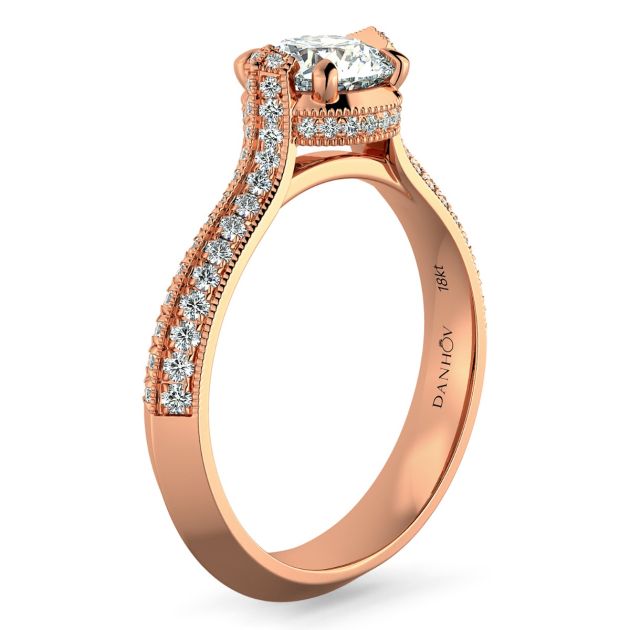 Danhov Classico Diamond Engagement Ring in 18k Rose Gold