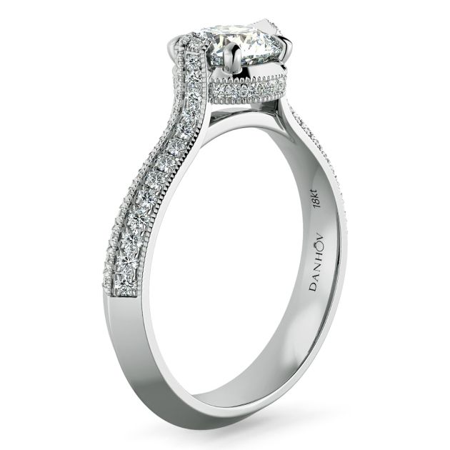 Danhov Classico Diamond Engagement Ring in 18k White Gold