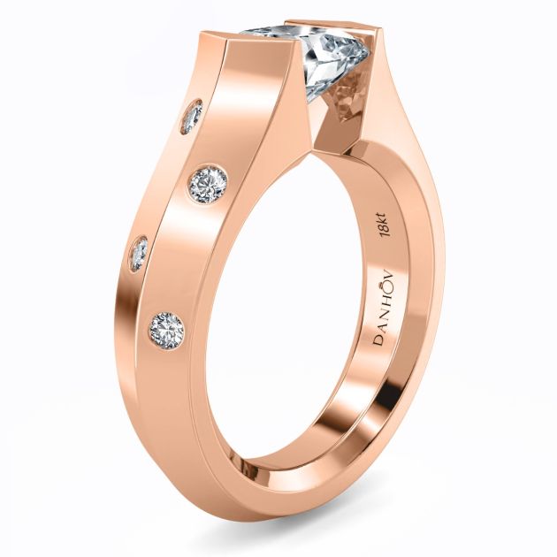 Danhov Tension Engagement Ring in 14k Rose Gold