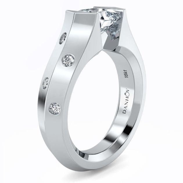 Danhov Tension Engagement Ring in 14k White Gold