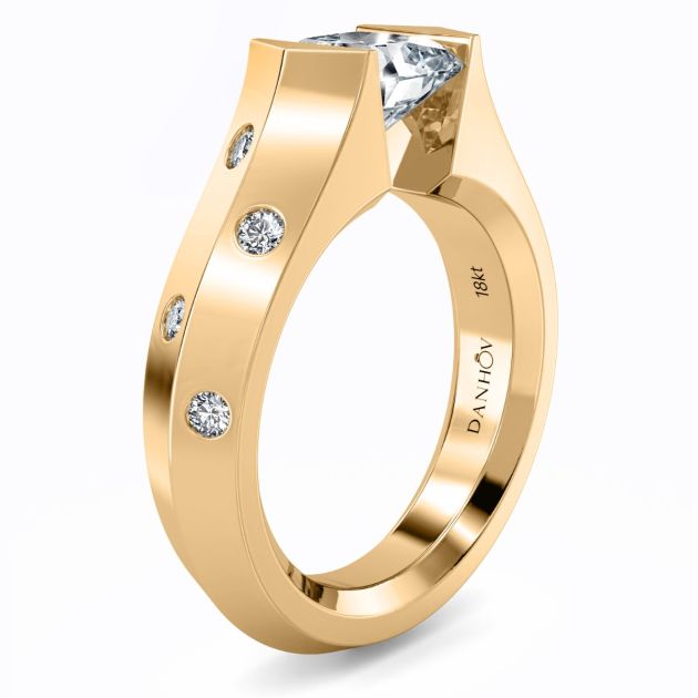 Danhov Tension Engagement Ring in 14k Yellow Gold