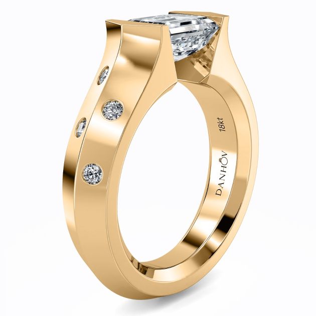 Danhov Tension Engagement Ring in 14k Yellow Gold