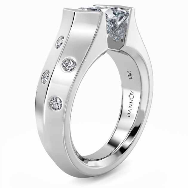 Danhov Tension Engagement Ring in 14k White Gold